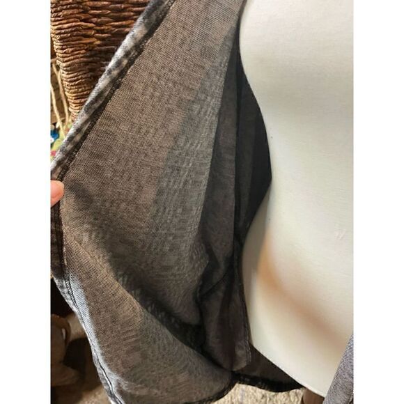 Riah Fashion Gray Open Plaid Cardigan with Pockets L - Picture 10 of 13